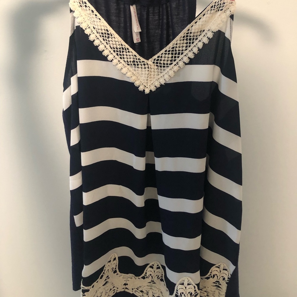 Navy and white tank
